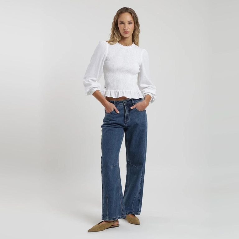 Blusa Manga Larga Bee Blanco Mujer