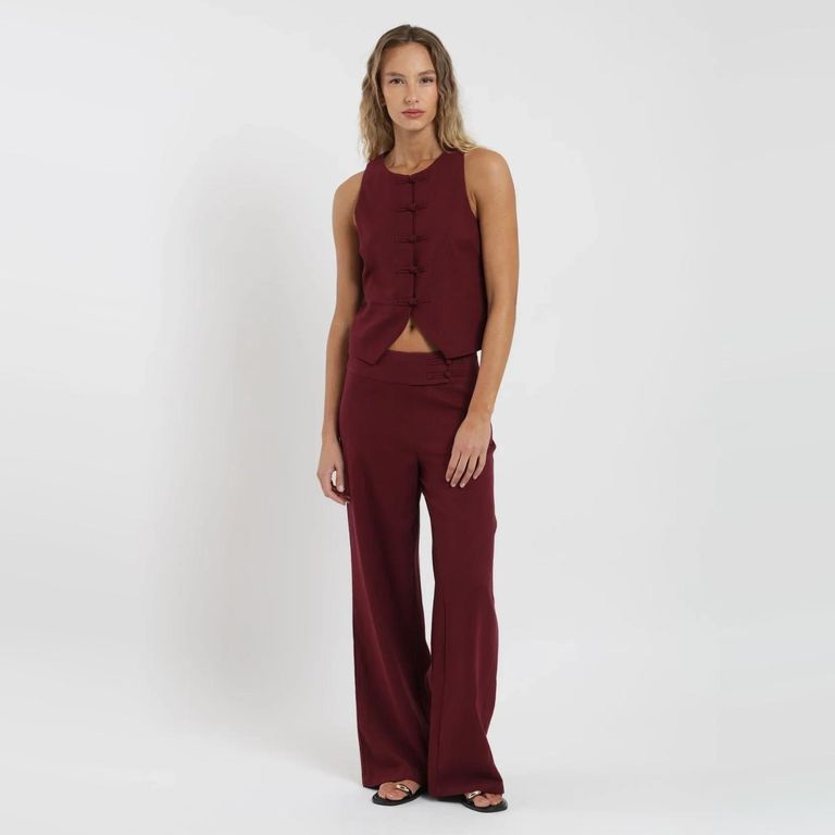 FROENS Blusa Sin Mangas Asia Burdeo Mujer