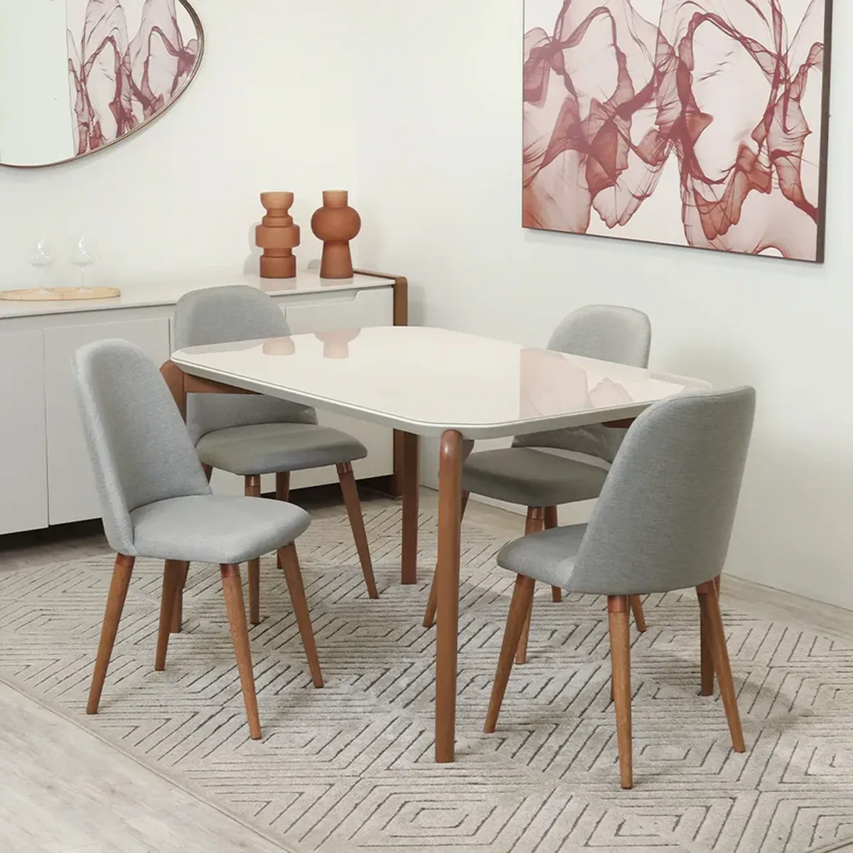 DECOCASA - Juego de Comedor Donatella 135 4 Sillas Dropl35 Decocasa