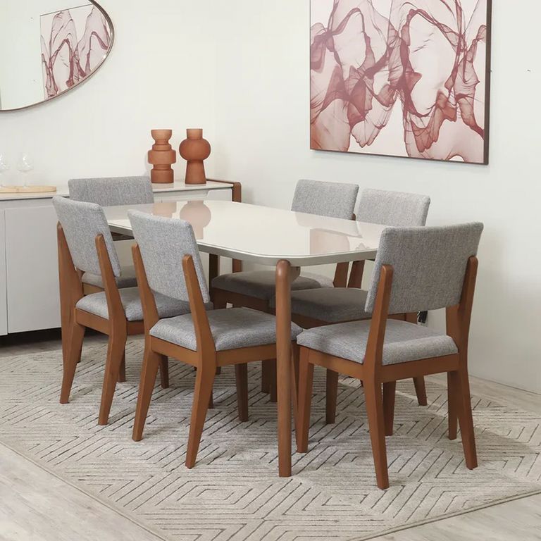 DECOCASA Juego de Comedor Donatella 16 6 Sillas Ella A80