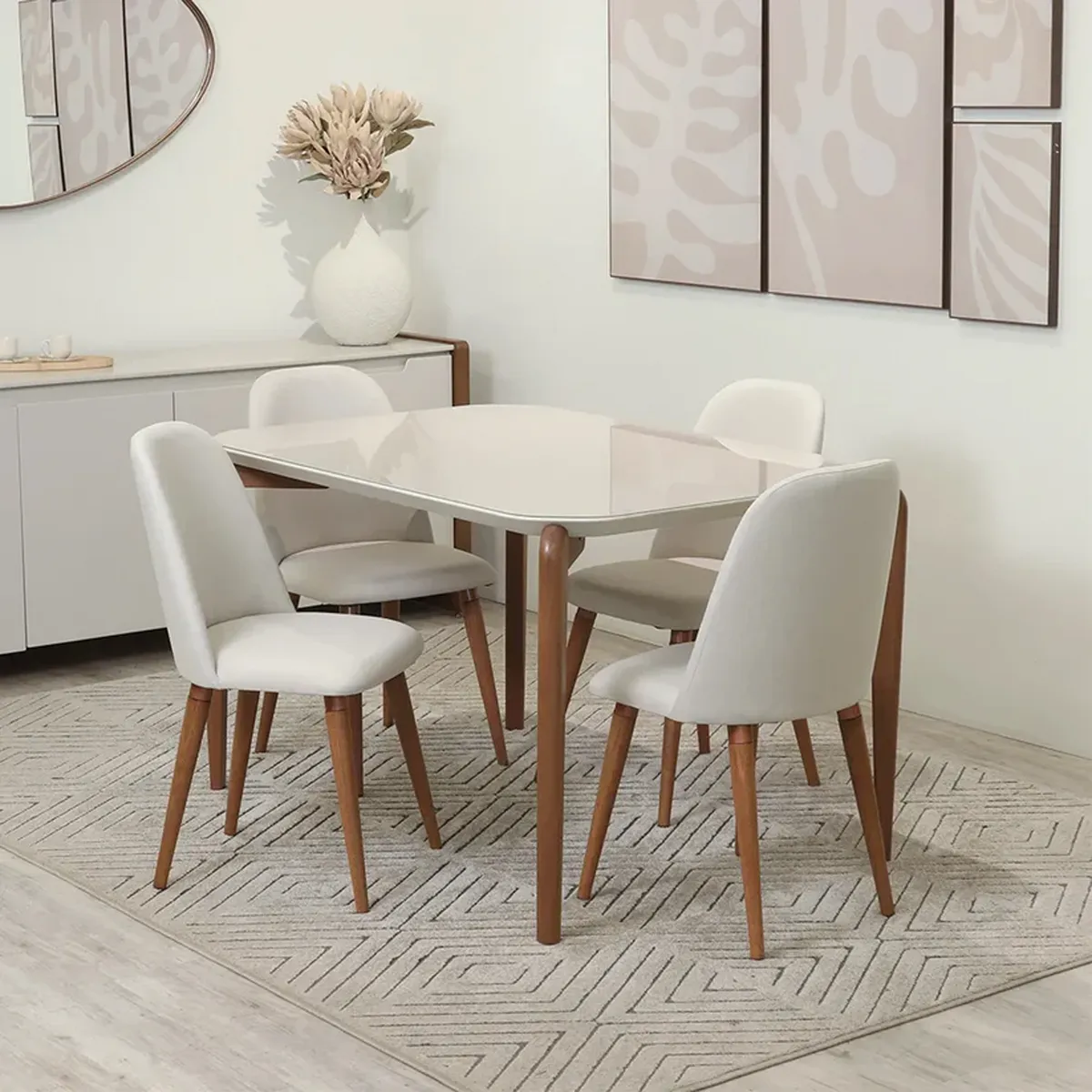 DECOCASA - Juego de Comedor Donatella135 4 Sillas Dropl02 Decocasa