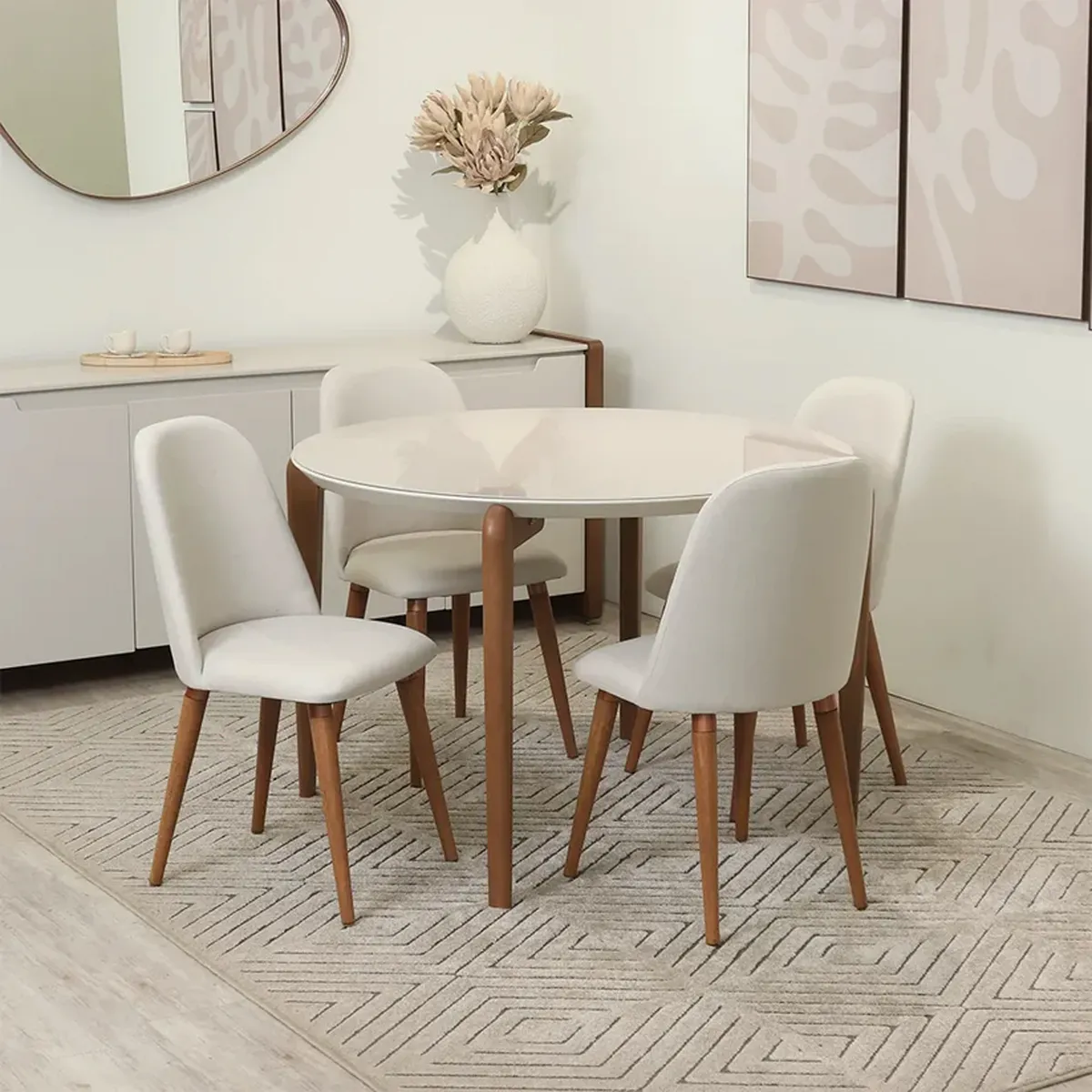DECOCASA - Juego de Comedor Donatella115R 4 Sillas Dropl02 Decocasa