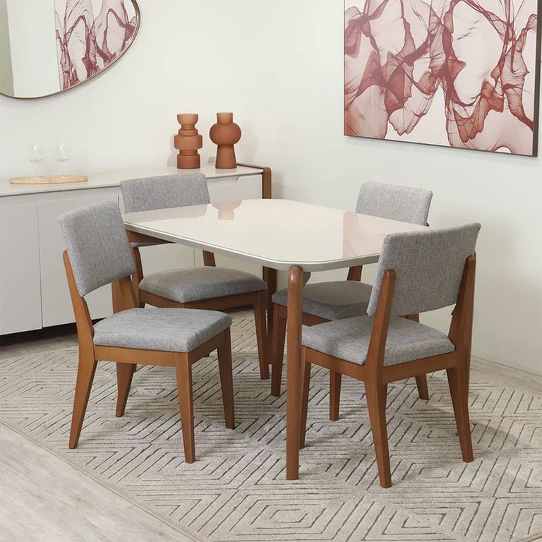 DECOCASA Juego de Comedor Donatela 135 4 Sillas Ella A80