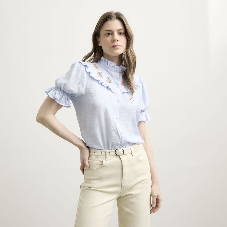 Blusa Vuelos Bordada Mujer