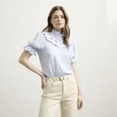 BASEMENT - Blusa Vuelos Bordada Mujer