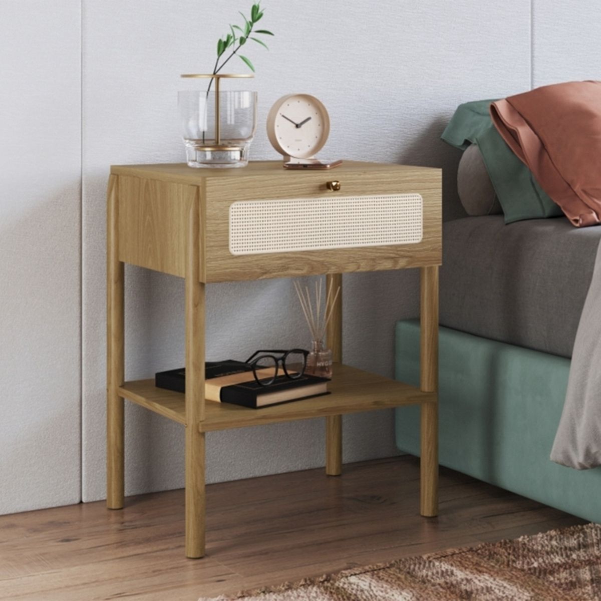 DECOCASA - Velador 27932 1C Ratan Natur Decocasa
