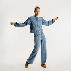 SYBILLA - Jeans Bordado Tiro Medio Mujer