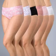 FLORES - Pack De 6 Calzones Bikinis Mujer Algodón