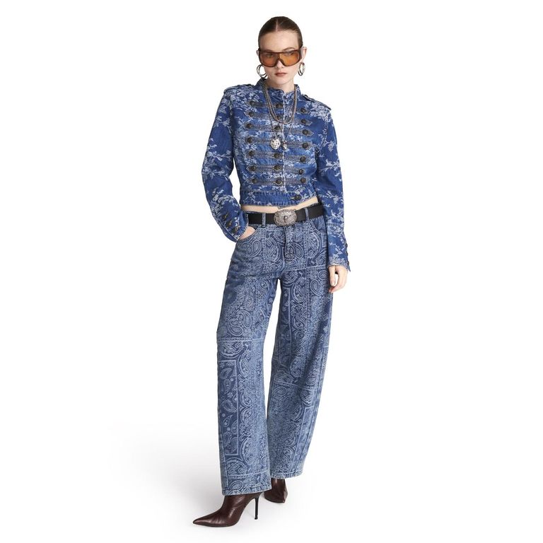 Chaqueta Denim Estampada Mujer