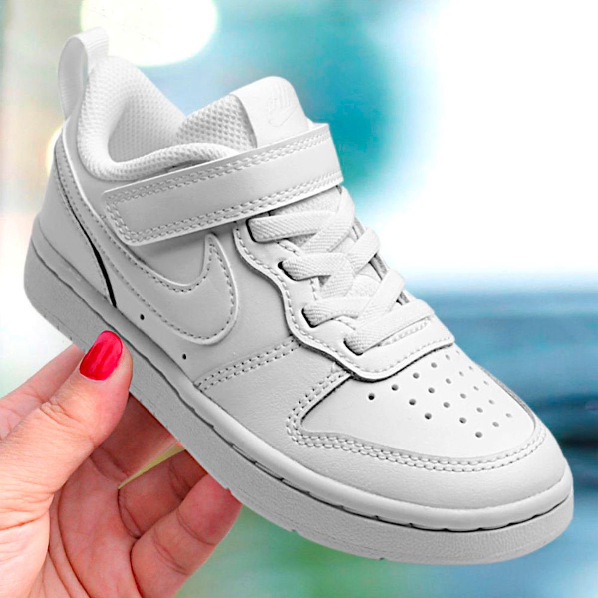 NIKE - Court Borough Low 2 Zapatilla Urbana Niño Cuero Blanco (26.5 a 34) Nike