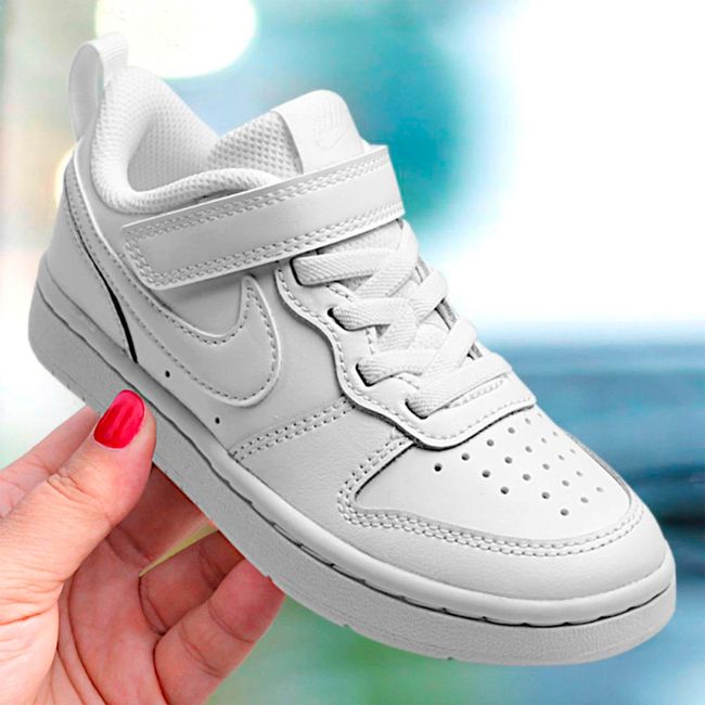 NIKE - Court Borough Low 2 Zapatilla Urbana Niño Cuero Blanco (26.5 a 34) Nike