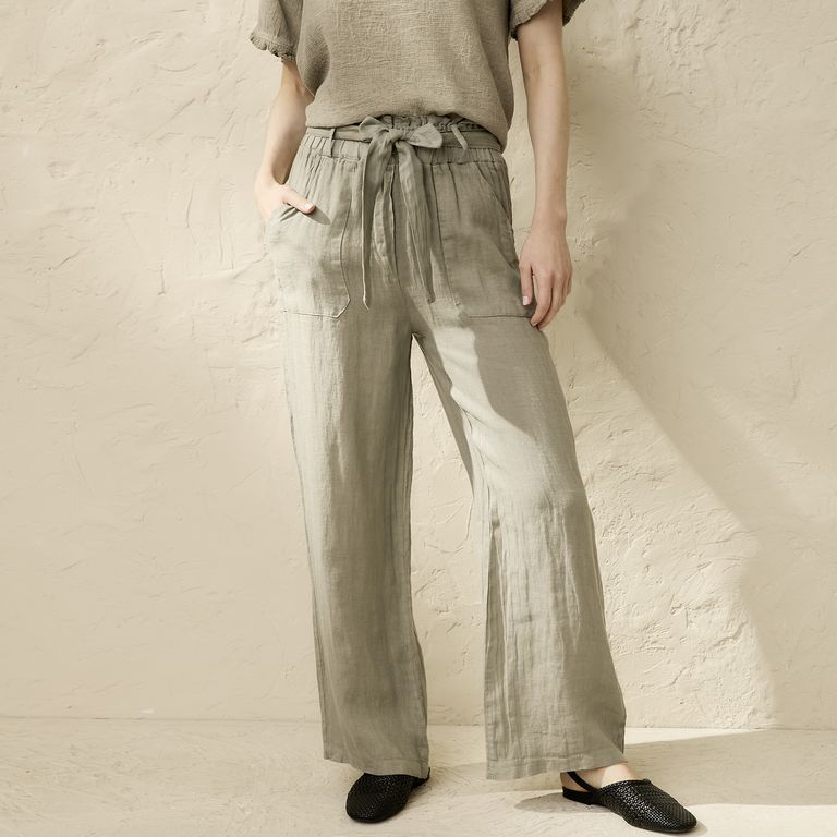 Pantalón Lino Italia Mujer Con Lazo