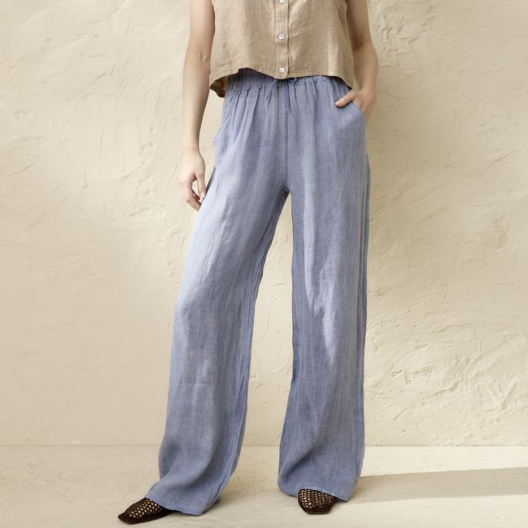Pantalón Fluido Lino Italia Mujer