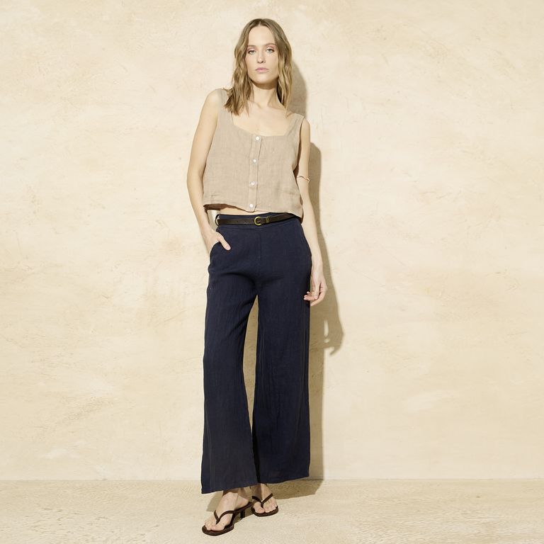 Pantalón 100% Lino Italia con Cinturón