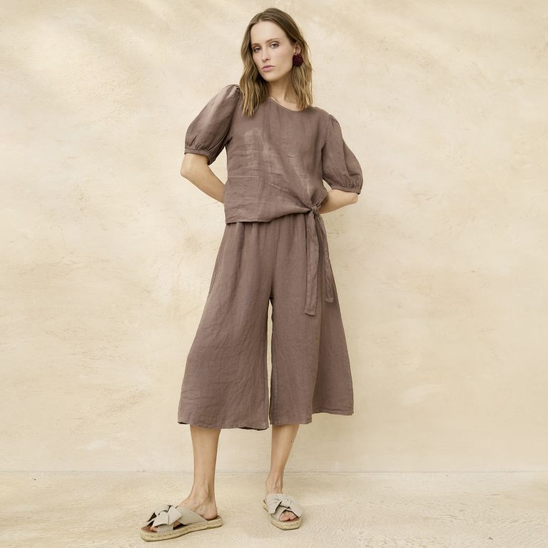 Pantalón Culotte Lino Italia Mujer