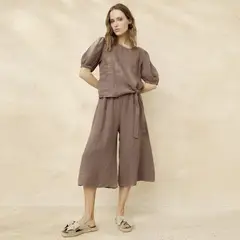 BASEMENT - Pantalón Culotte Lino Italia Mujer