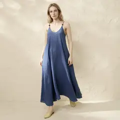 BASEMENT - Vestido 100% Lino Italia Mujer