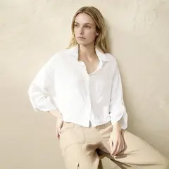 BASEMENT - Blusa Clásica Lino Italia Mujer