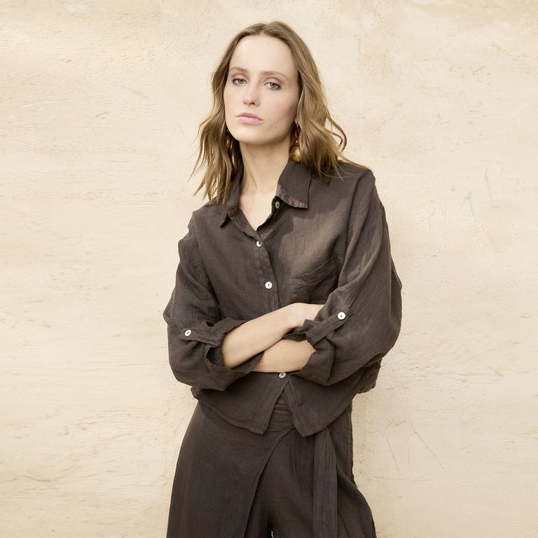 Blusa Clásica Lino Italia Mujer