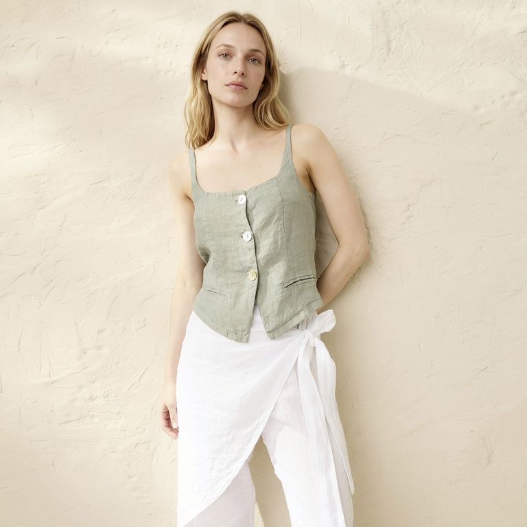 Vest Lino Italia Escote Cuadrado Mujer
