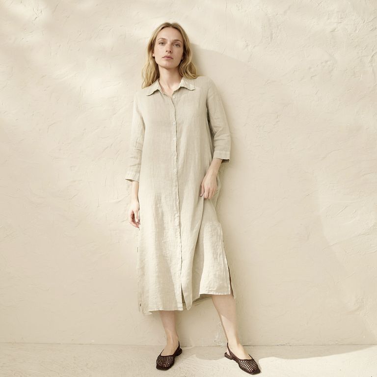 Vestido Camisero Lino Italia Mujer