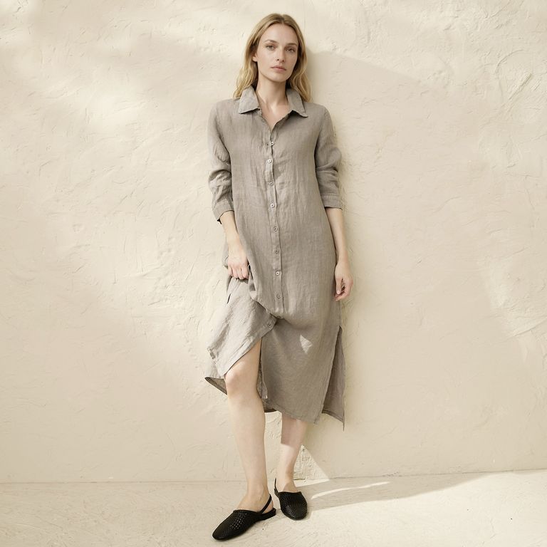 Vestido Camisero Lino Italia Mujer