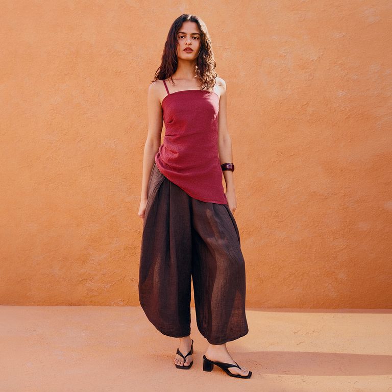 Top Lino Italia Asimétrico Mujer