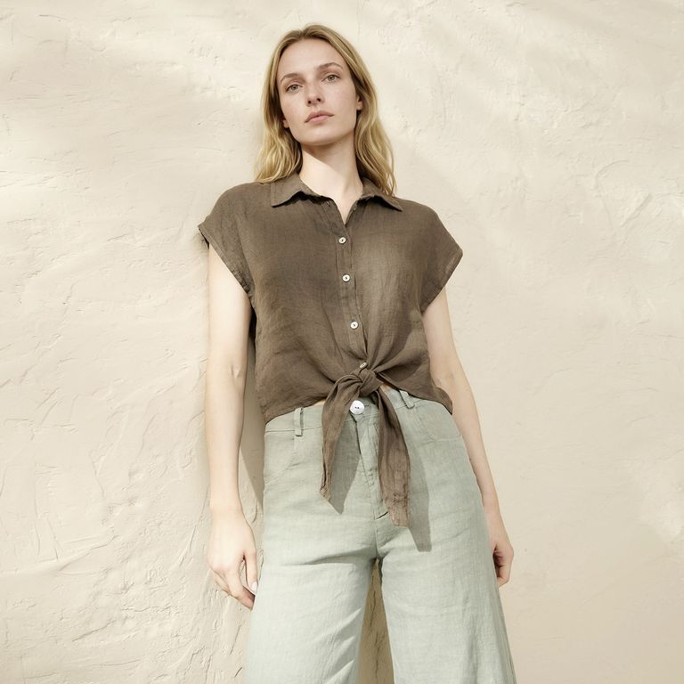 Blusa Nudo Lino Italia Mujer