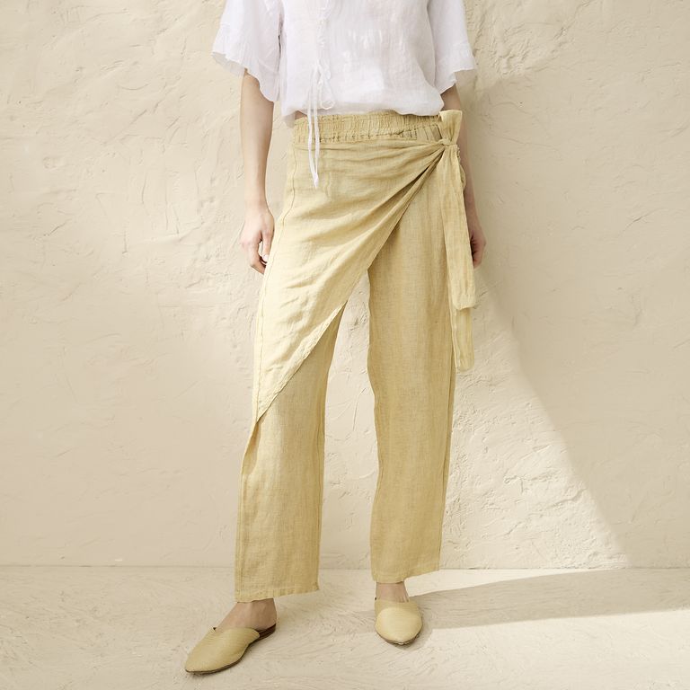 Pantalón Envolvente Lino Italia Mujer