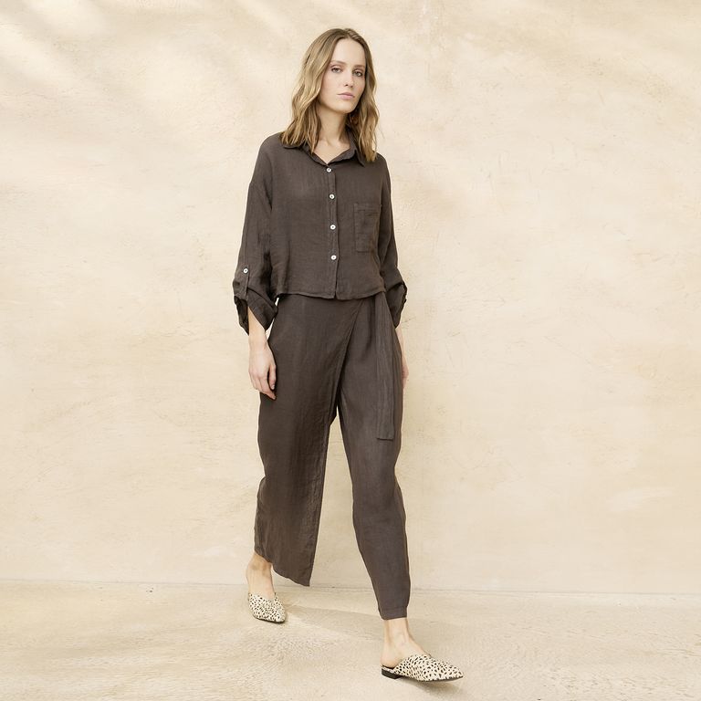 Pantalón Envolvente Lino Italia Mujer