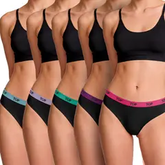 TOP - Pack De 5 Calzones Bikinis Algodón Mujer