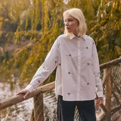 MUTH - Blusa Nacar Blanco Bordado a Mano Mujer
