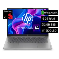 HP - OmniBook 3 AI 14-hz0051la Snapdragon X 16 GB RAM 512 GB SSD 14" OLED 2K