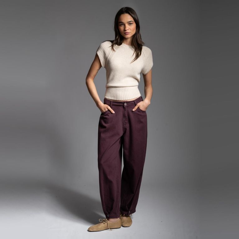 Jeans Tiro Medio Balloon Roberta Burdeo Mujer