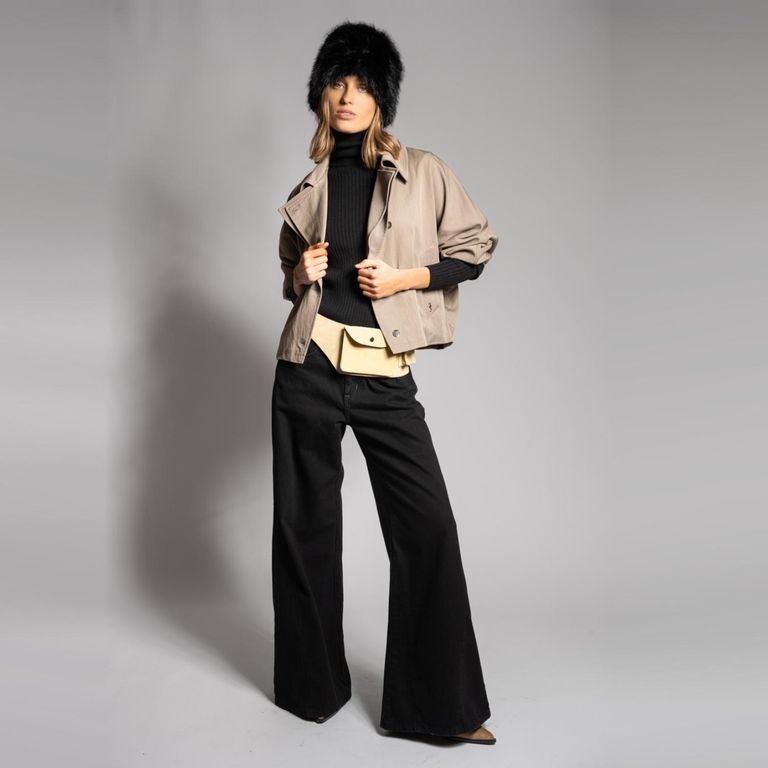 Jeans Tiro Alto Wide Leg Bernarda Negro Mujer