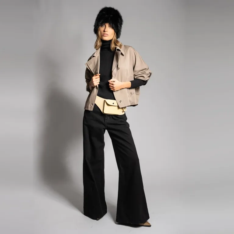 Jeans Tiro Alto Wide Leg Bernarda Negro Mujer