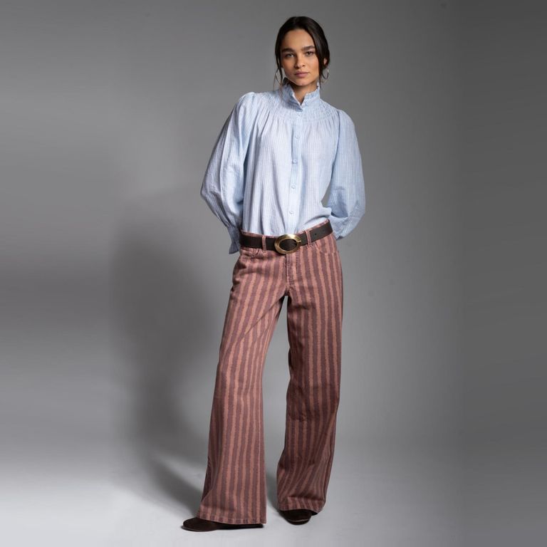 Jeans Tiro Bajo Wide Leg Josefa Tb Burdeo Mujer