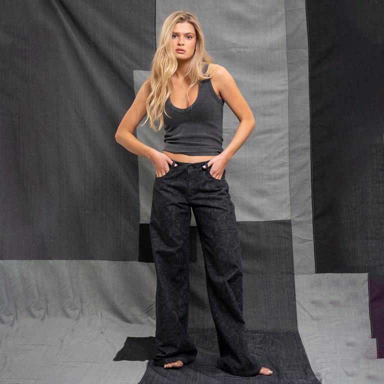 Jeans Tiro Bajo Wide Leg Josefa Tb Marengo Mujer
