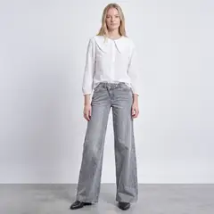 RAINDOOR - Jeans Pretina Cruzada Wide Leg Mujer