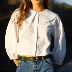 RAINDOOR - Blusa Cuello Bobo Vichy Mujer