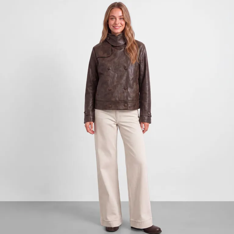 Chaqueta Efecto Cuero Mujer