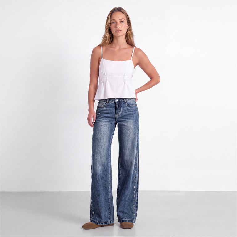 Jeans Tachas Light Blue Mujer