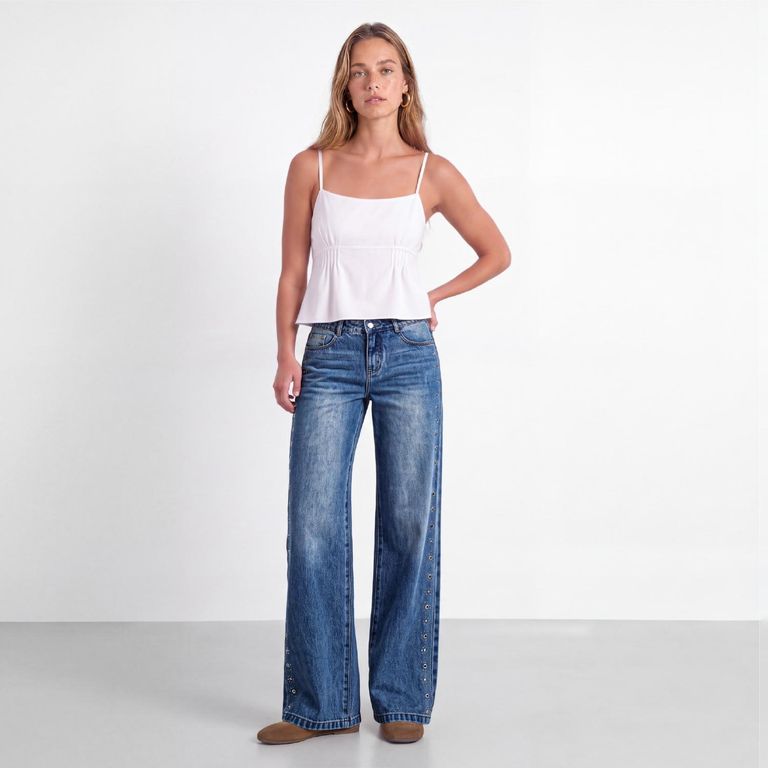 Jeans Tachas Light Blue Mujer