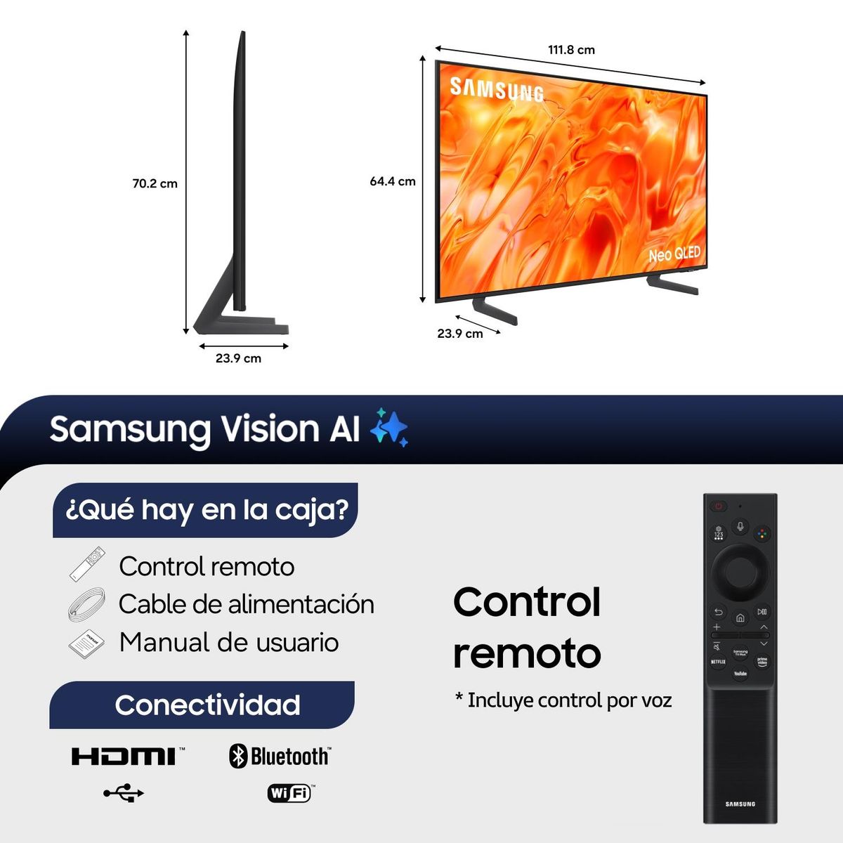 SAMSUNG - 50" Neo QLED QN70H 4K Samsung Vision AI Smart TV (2026) + Control por Voz