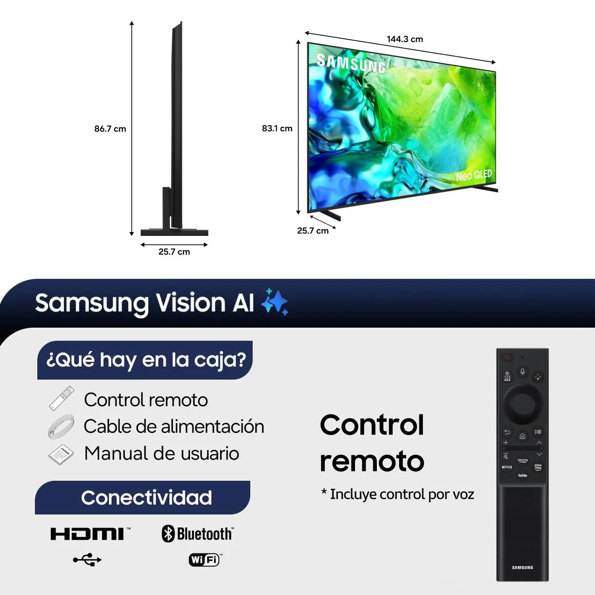 SAMSUNG - 65" Neo QLED QN80H 4K Samsung Vision AI Smart TV (2026) + Control por Voz