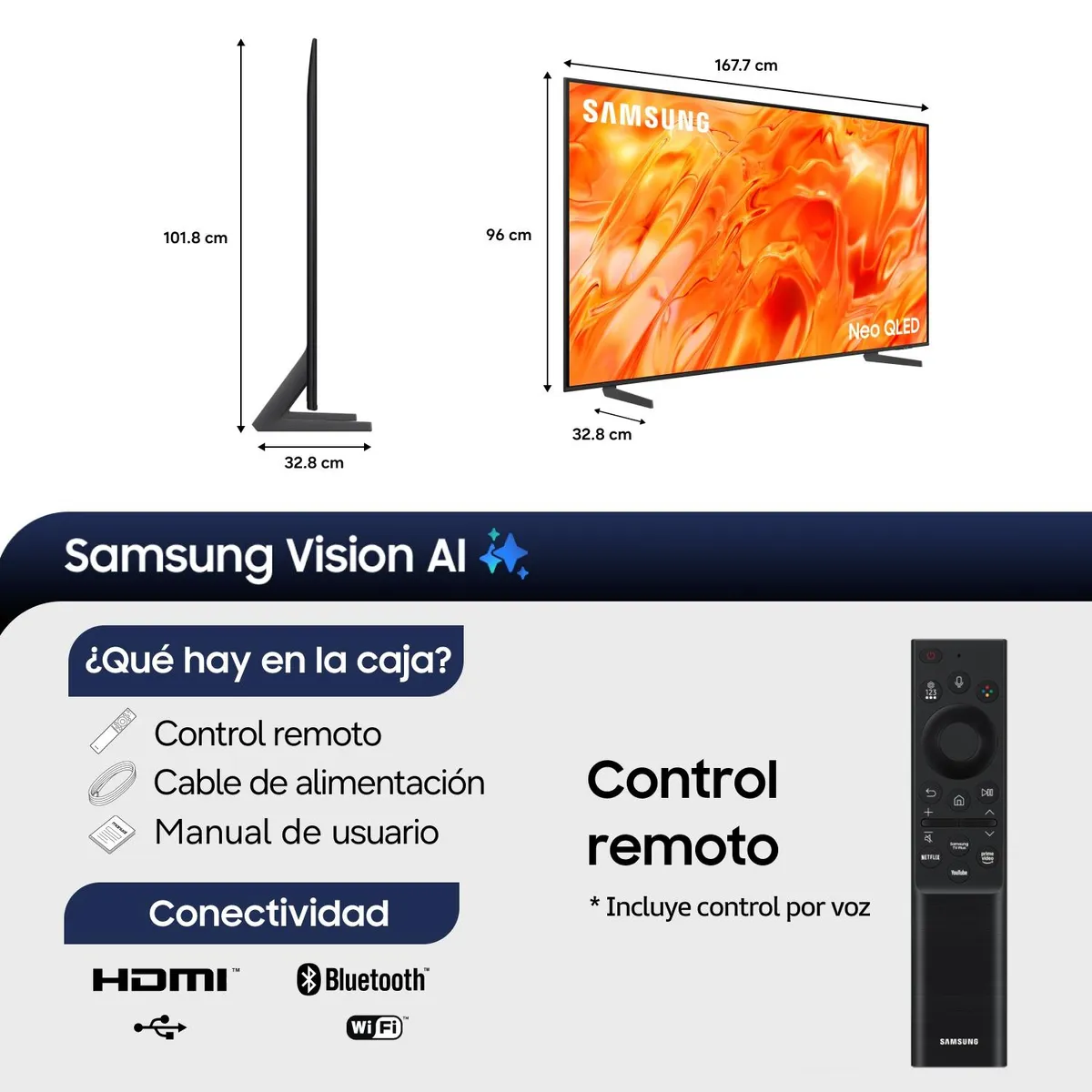 SAMSUNG - 75" Neo QLED QN70H 4K Samsung Vision AI Smart TV (2026) + Control por Voz
