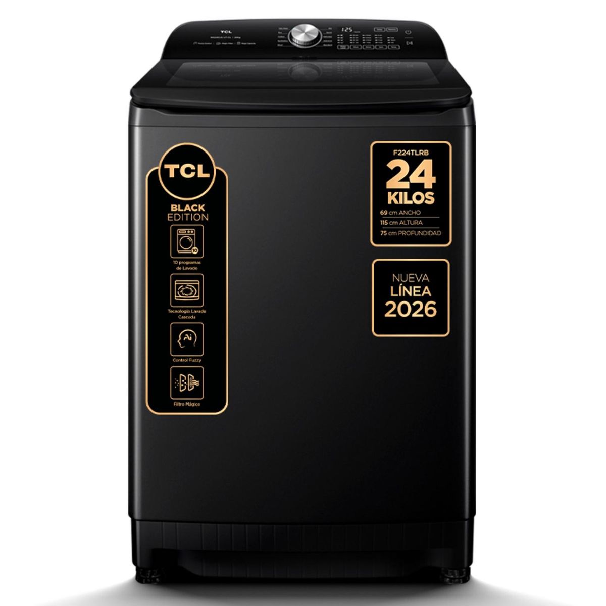 TCL - Lavadora Superior 24KG Black Edition F224TLRB TCL