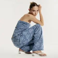 SYBILLA - Top Denim Estampado Floral Mujer