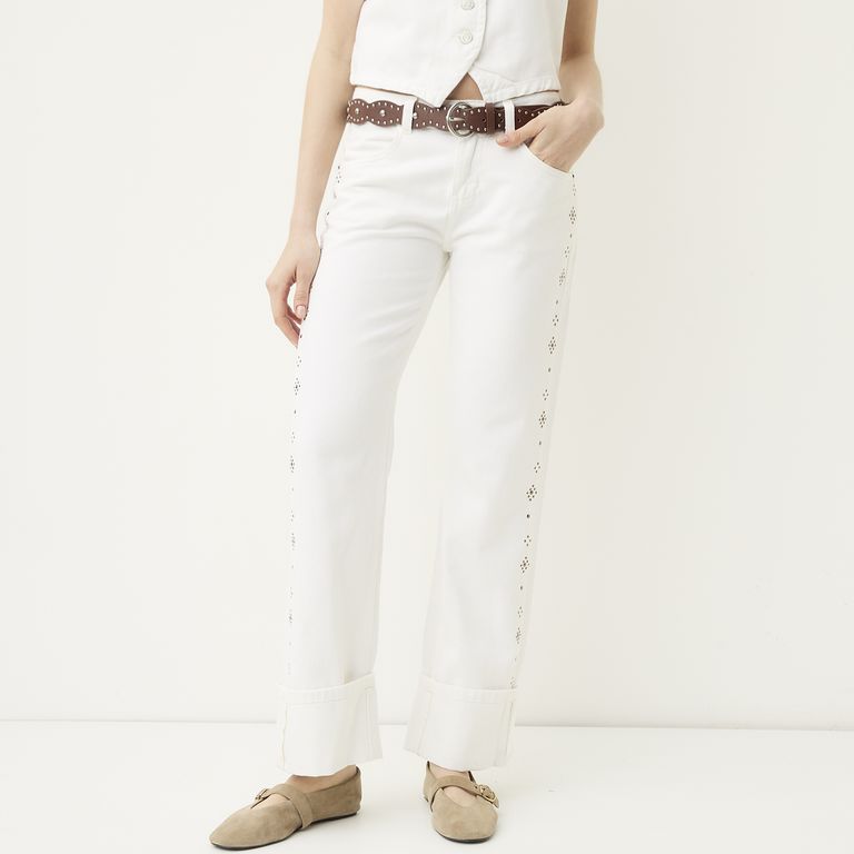 Jeans Tachas Straight Mujer