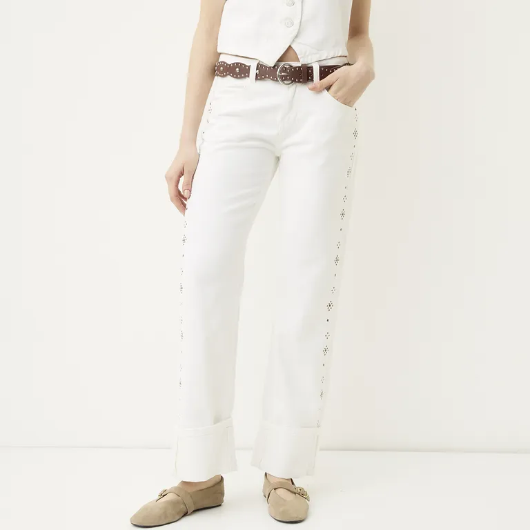 Jeans Tachas Straight Mujer